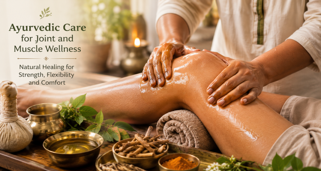 Ayurvedic oil massage therapy supporting joint comfort, muscle relaxation, and natural wellness