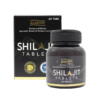 Outer box packaging and inner container view of Alarsin Shilajit Tablets, an Ayurvedic medicine for energy, stamina, and vitality.
