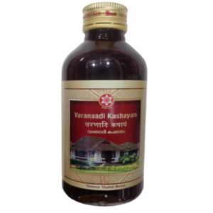 SNA Varanaadi Kashayam bottle box packaging, an Ayurvedic herbal decoction for obesity, thyroid, headache, and internal growths.