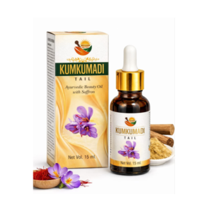Main box and dropper bottle view of United Kumkumadi Oil, an Ayurvedic facial oil for skin brightening and pigmentation.