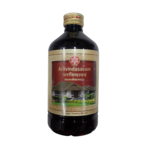 SNA Aravindasavam Syrup bottle packaging box, a classical Kerala Ayurvedic tonic for pediatric wellness, digestion, immunity, and weight gain in children.